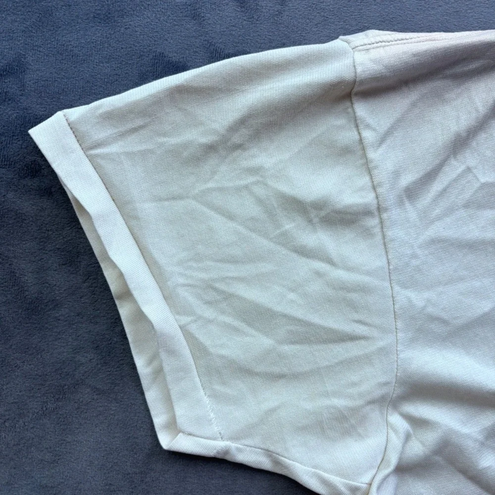 Vintage Sears Golden Comfort V Neck T Shirt Mens Large White Sanfor-Knit